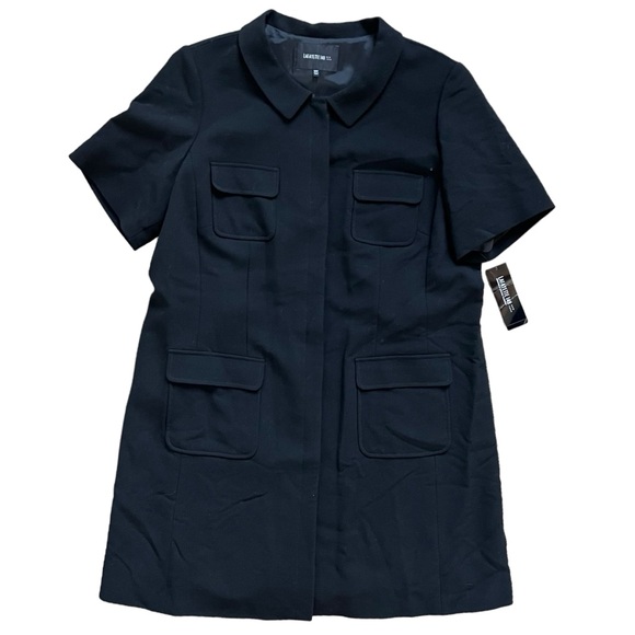 NWT Lafayette 148 100% Virgin Wool Crepe Belted Short Sleeve Shirt Dress sz 16W - Picture 4 of 11